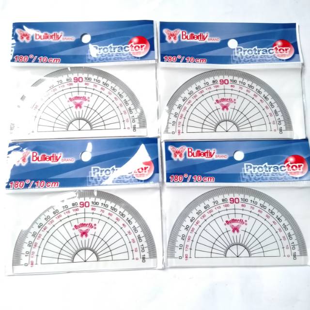 

Penggaris,busur 180 derajat.butterfly.harga tertera per 1 pcs