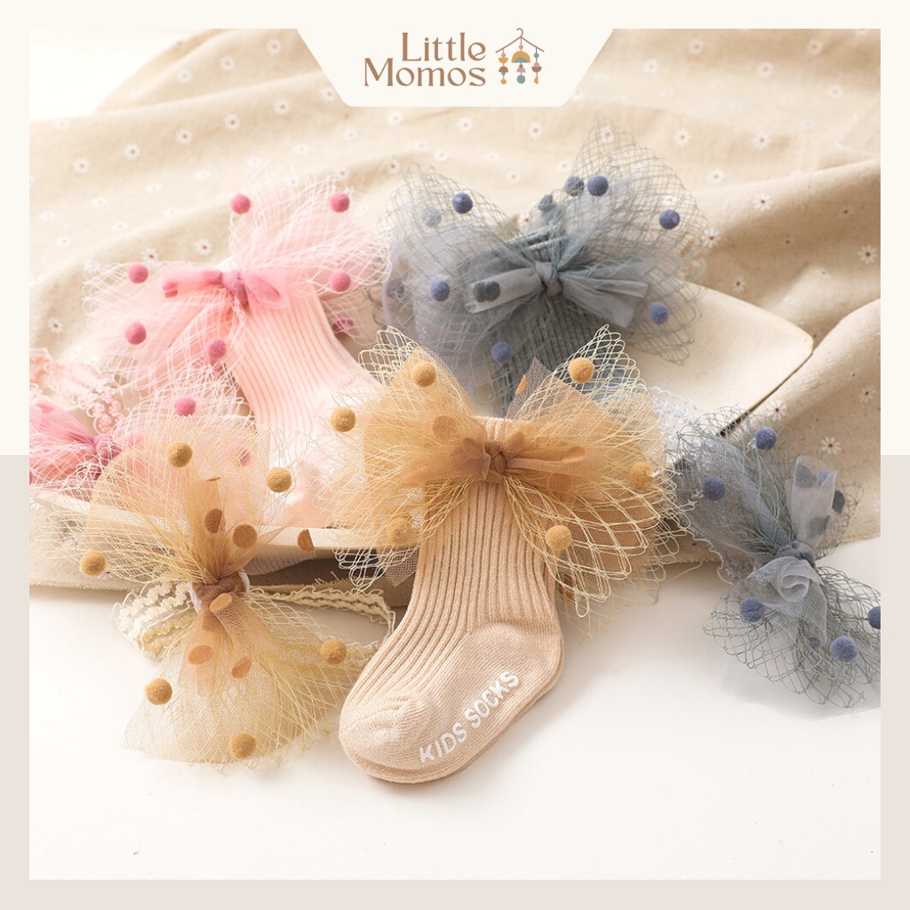 Little Momos Set Kaos Kaki Bandana PomPom Korean Style 0-1 Tahun / Bandana Set Premium / Gift Set For Newborn Hampers