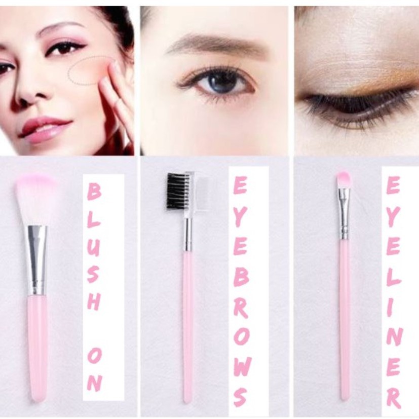 PA Termurah 5pcs/set Kuas Make Up Brush Kuas Makeup Eyebrow Brush Blush on Brush Eyeshadow Brush Sponge AK011