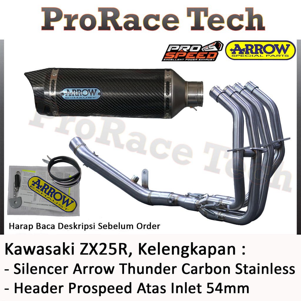Knalpot Arrow Exhaust Thunder Carbon ZX25R Fullsystem Header Atas / Underbelly