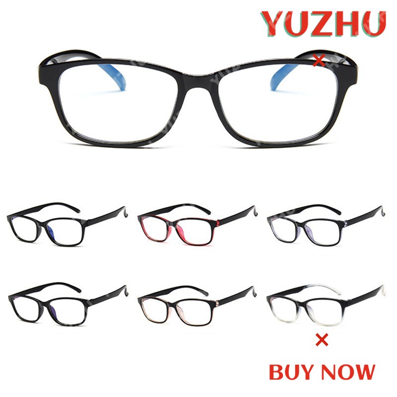 (YUZHU) Bayar di Tempat Gaya Retro Rectangle Kacamata Wanita/Pria Anti Radiasi Eyeglasses