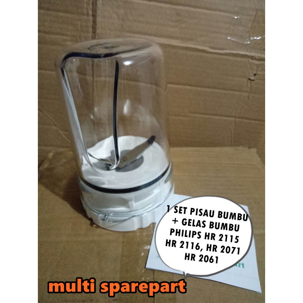 satu set / full set  pisau bumbu philips dan gelas HR 2061 , HR 2071 , HR 2115 , HR 2116