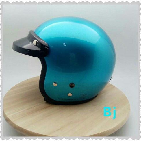 Excelent Helm Retro CArgloss Ice Blue biru