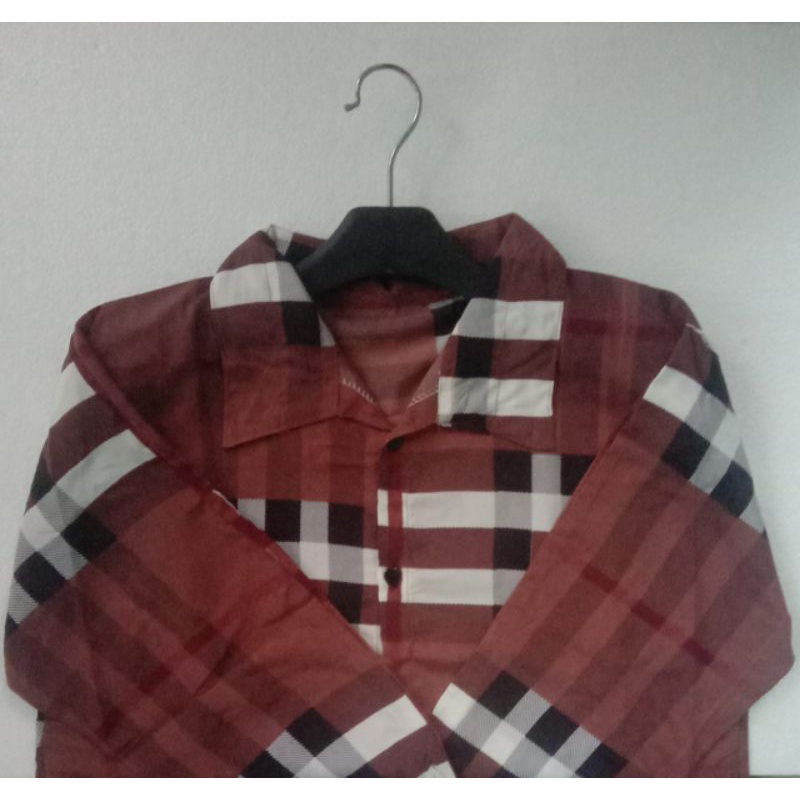 Kemeja kotak/ kemeja wanita casual / kemeja vintage/ kemeja kerja / Kemeja Blueberry /Lengan Panjang-cokelat