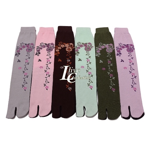 kaos kaki jempol wanita muslimah motif bunga