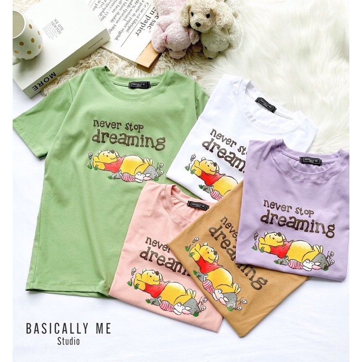 Kaos Basically Me Motif Pooh Dreaming Import Bangkok (BJGB251)