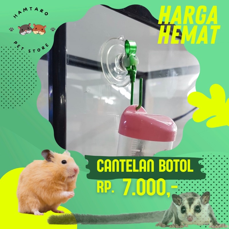 Cantelan Botol Minum Hamster Tempel dikaca , Untuk Botol 60-125 ml