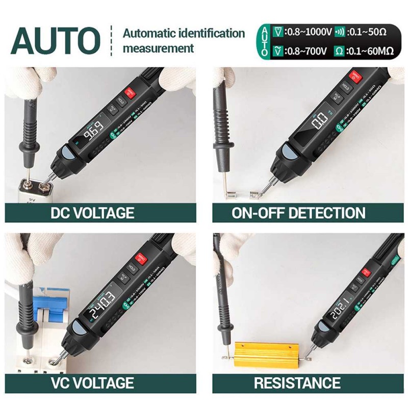 Tespen Digital Multimeter Multitester Voltage AC DC Tester Pen LED A3