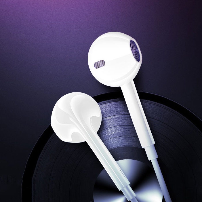 KEBETEME Earpods Earphone Headset In-Ear 3.5 mm Jack with Mic - KIK58 - White