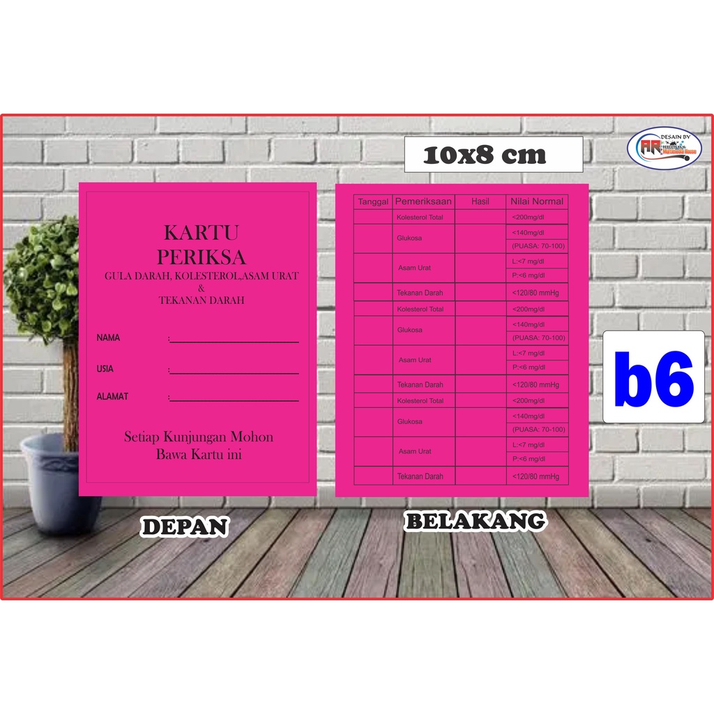 

KARTU PERIKSA GULA DARAH, KOLESTEROL, DAN ASAM URAT NON CUSTOM