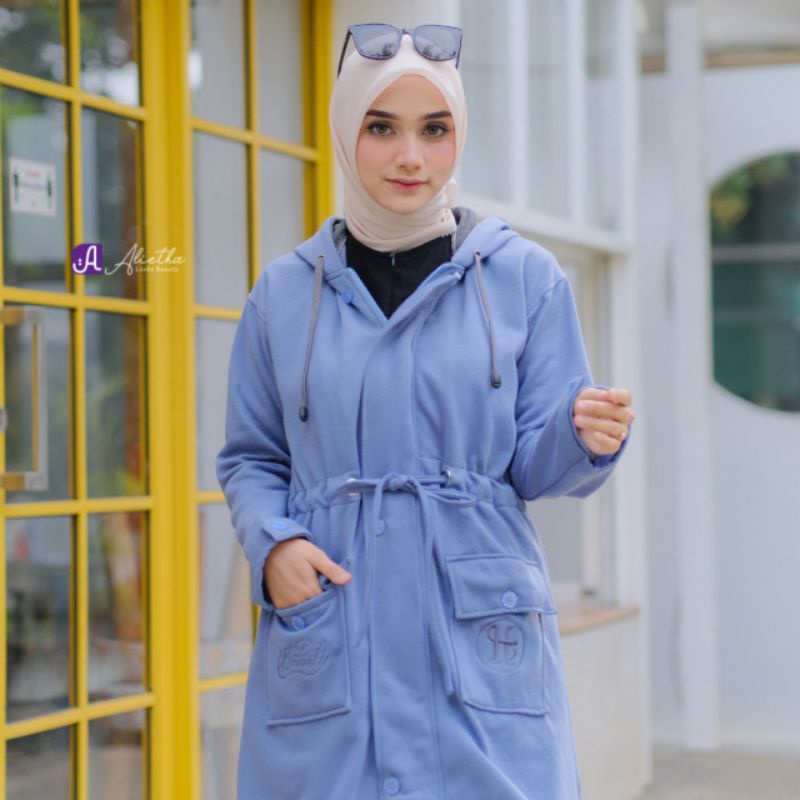 Jacket Outer Hijab by Alietha | Jaket Hijab Panjang Wanita Muslimah | Jaket Tebal Nyaman Premium | J