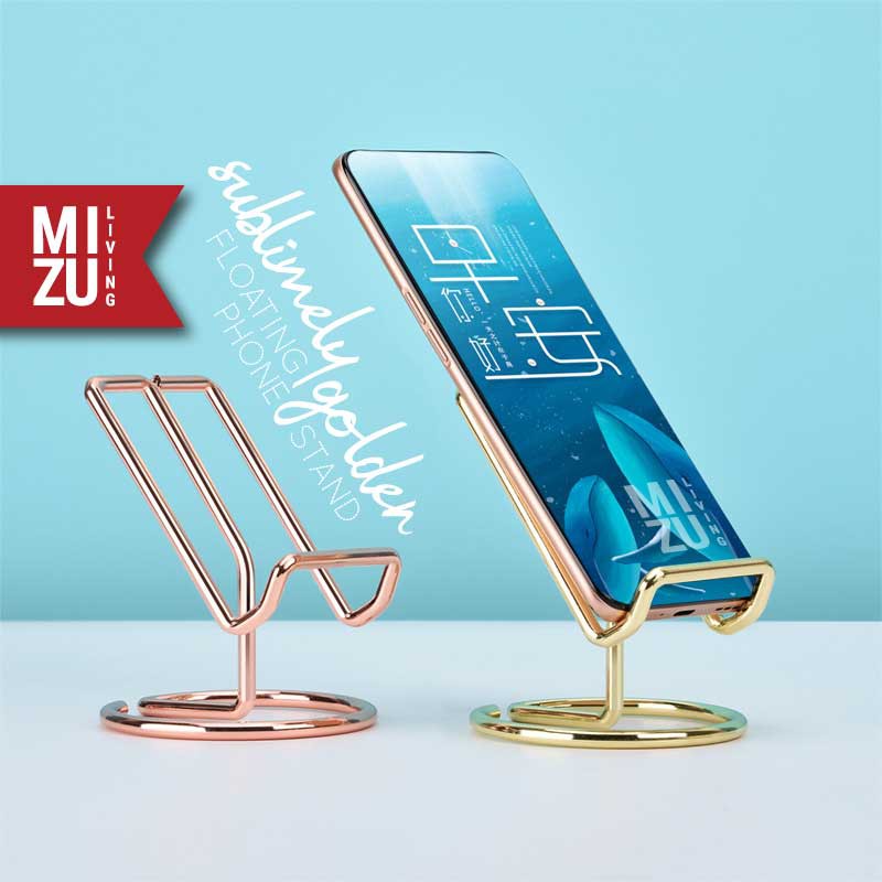 SUBLIMELY GOLDEN Floating Phone Stand Mobile Phone Holder Tempat Berdiri HP Senderan Dudukan HP Emas