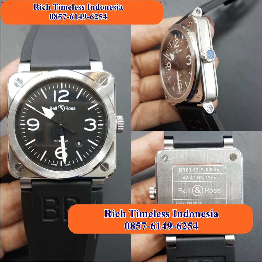 Hot Sale  Jam Tangan Pria Keren Bl & Rs BR 03-92 BR03-92 Chronograph 316l Rubber Strap Jam Tangan Ka