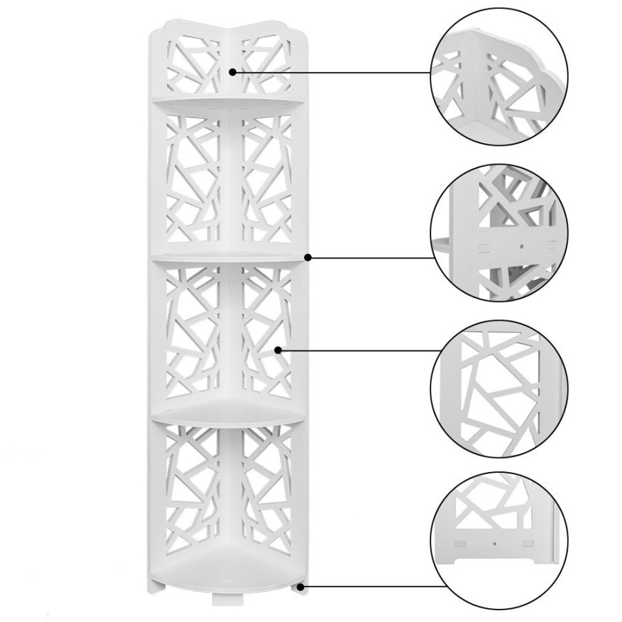 Stand Corner Rack 4 Layer Tingkat Susun Dekor Vintage Rak Sudut Shabby