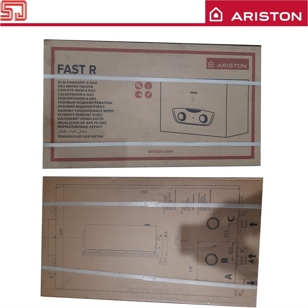 Ariston Fast R 10 liter /menit Instan Water Heater Gas LPG Pemanas Air Mandi