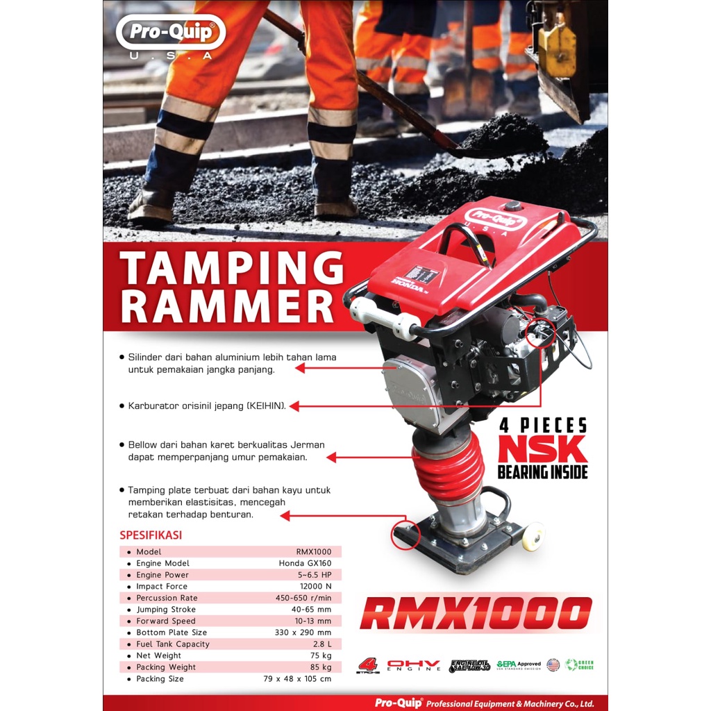 Stamper Berdiri / Kuda Honda Proquip RMX 1000 / Tamping Rammer RMX1000 Honda