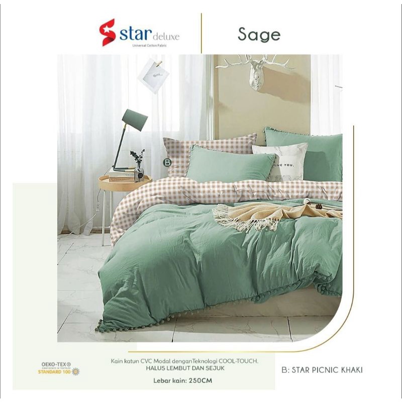 Sprei katun lokal polos hijau sage best seller