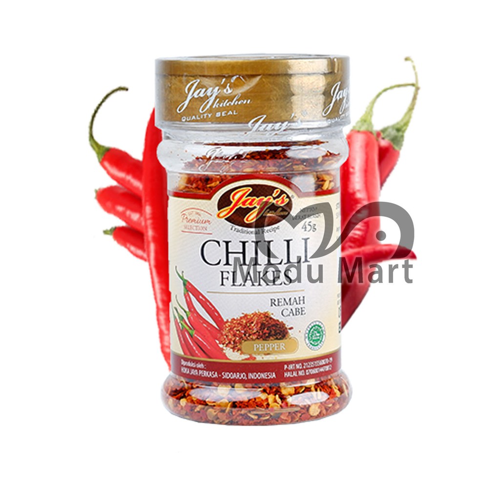 

JAYS KITCHEN Chilli Flakes Spice 45g - Jay's Kitchen Remah Cabai - Cabe Chili Pepper