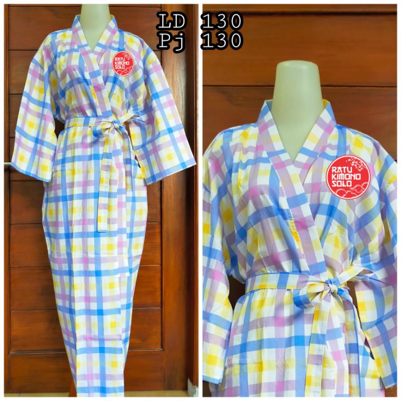 Bathrobe baju tidur kimono pria wanita muslim panjang katun halus