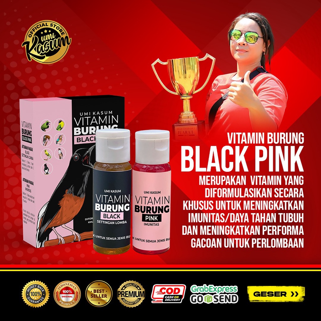 Vitamin Burung Black Pink Umi Kasum untuk Imunitas dan Penggacor Semua Jenis Burung