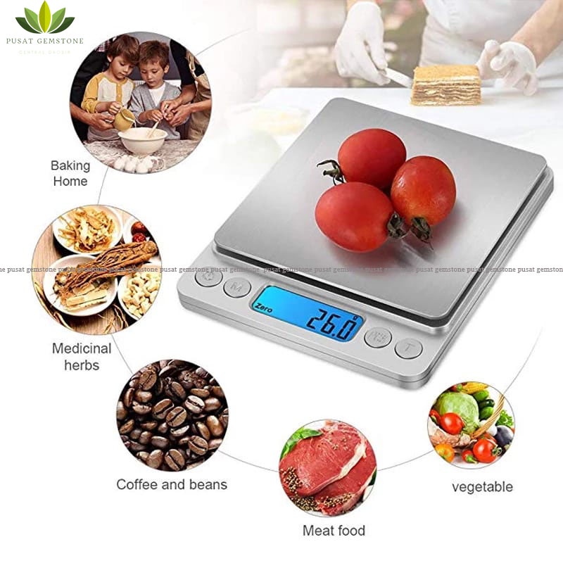 Timbangan Digital LCD Presisi 500G/0.01G Skala Keseimbangan Berat Gram Elektronik Mini untuk Timbangan Buah dan Sayuran