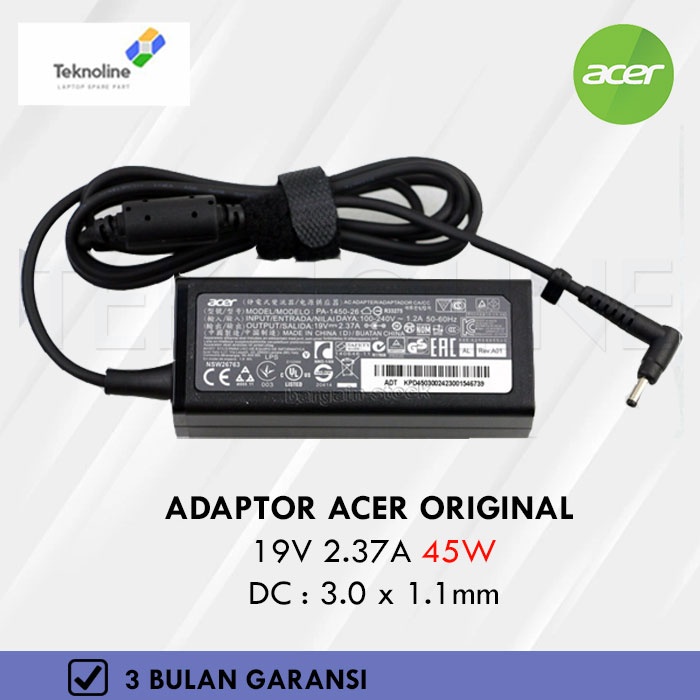 Adaptor Chager Acer ADP-45FE F ADP-45HE D 19V 2.37A DC 3.0 x 1.1mm 45W Original