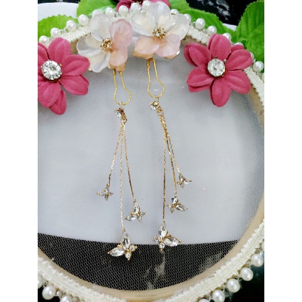 A52 anting hijab juntai kupu kupu swarovsi gold_anting jilbab_anting hijab