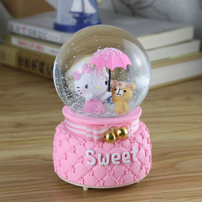 HK & Tiny - Snowball / Snow Ball / Snow Globe / Lampu Kristal / Bola Kristal Salju Musik Hello Kitty