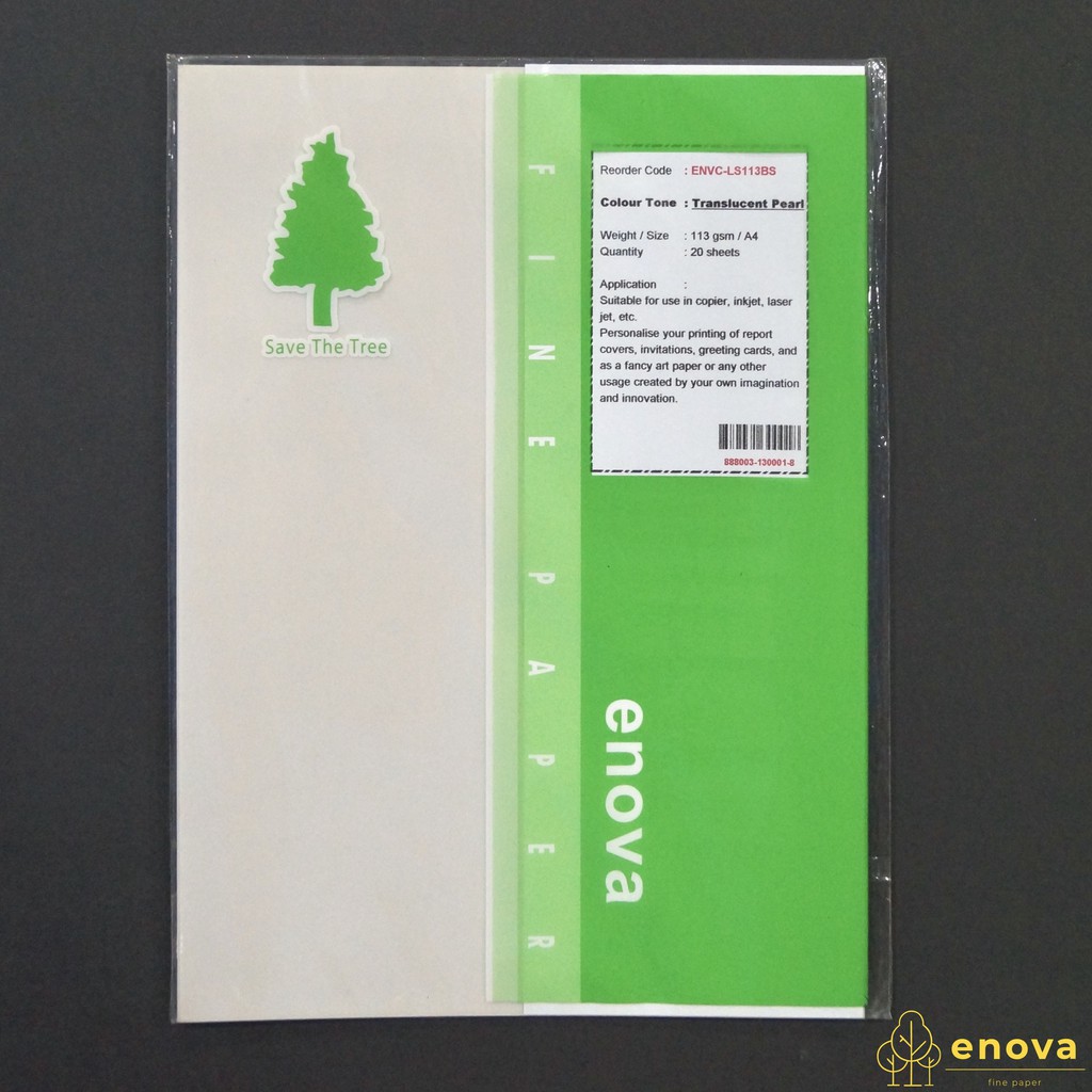 

Fancy Art Paper ENOVA | Translucent Pearl | A4 113GSM (Transparan)