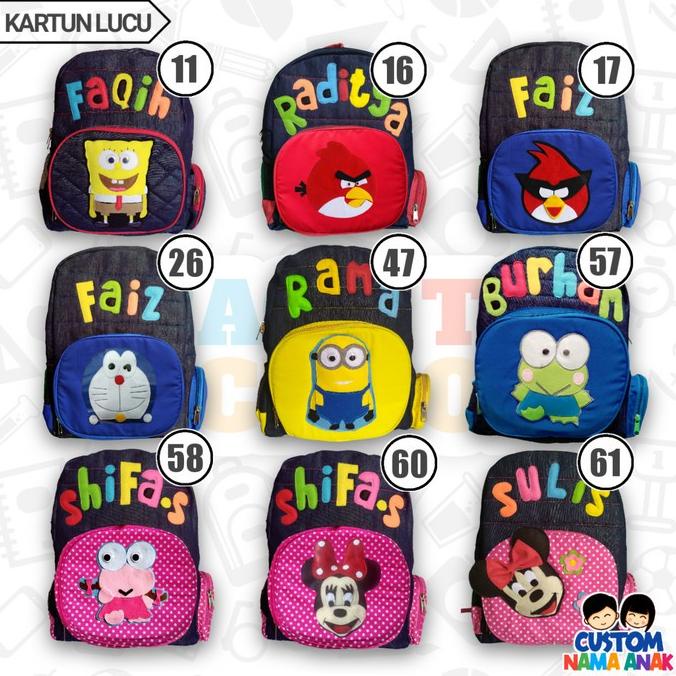 Tas Karakter Anak Sd Tk Custom Nama Tas Sekolah Anak Tk Sd Termurah