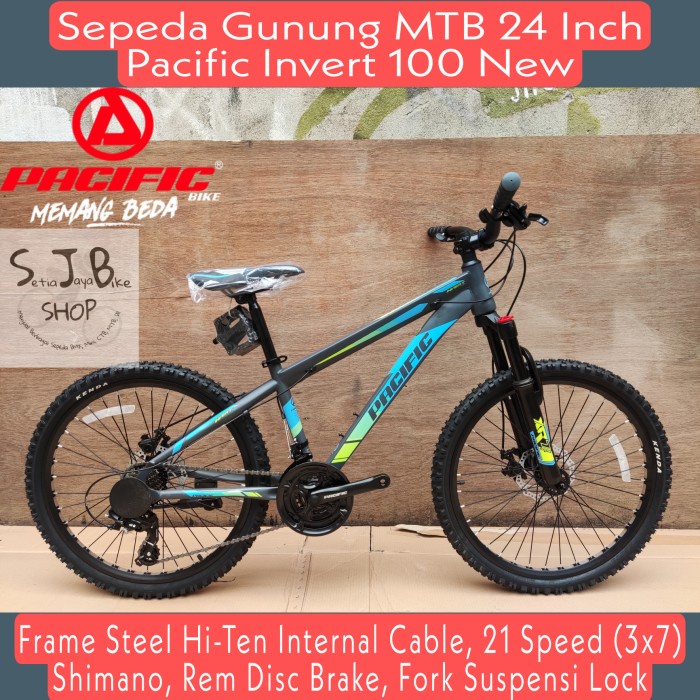 KHUSUS GOJEK/GRAB Sepeda Gunung MTB 24 Inch PACIFIC INVERT 100 New - Cool Grey