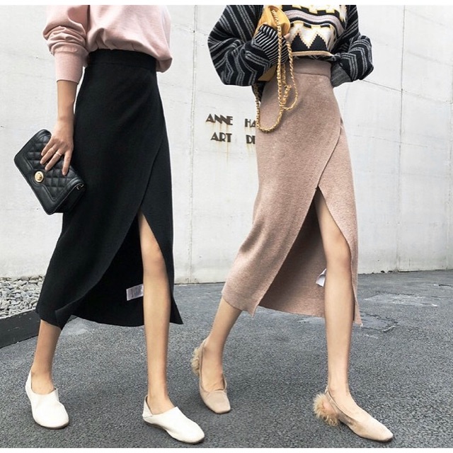 split sweater midi skirt