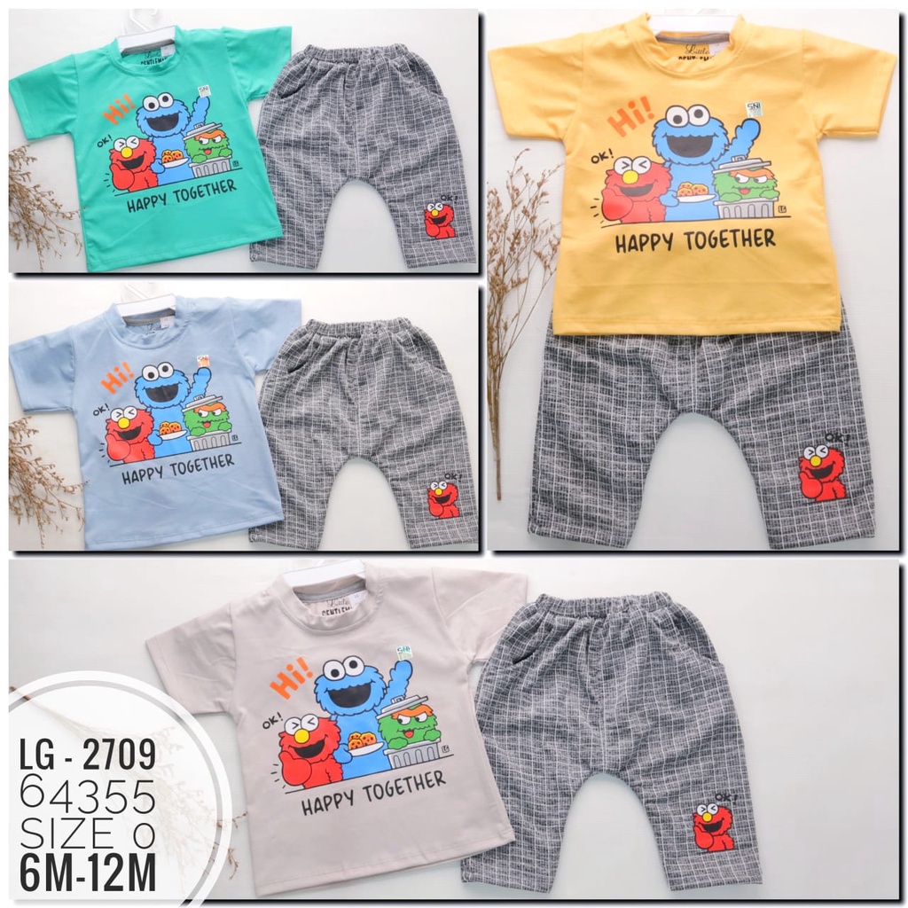 Little Gentlement Setelan Pendek Anak Laki-laki Import Motif Elmo