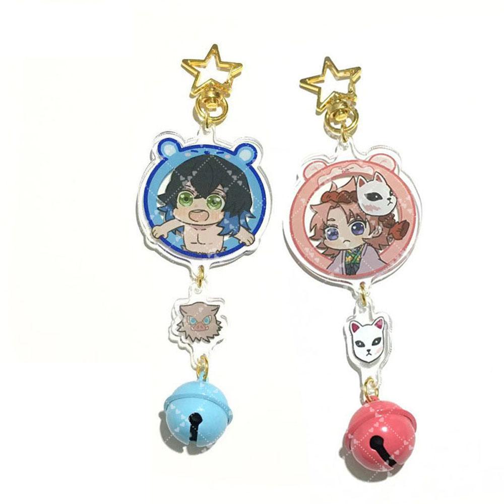 Lanfy Demon Slayer Gantungan Kunci Tanjirou Zenitsu Model Patung Akrilik Miniatur Kimetsu No Yaiba Star keychain Inosuke Kyoujurou Key Ring