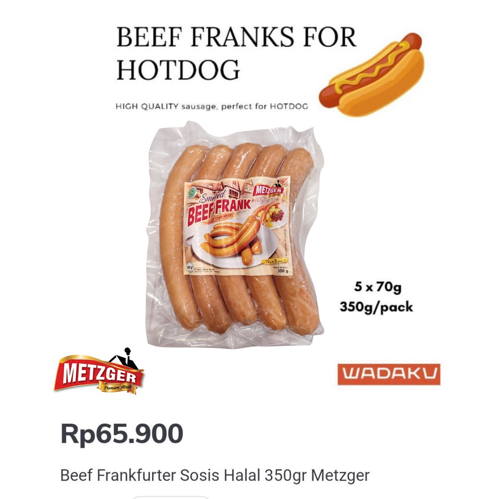 

Beef Frankfurter Sosis Halal 350gr Metzger