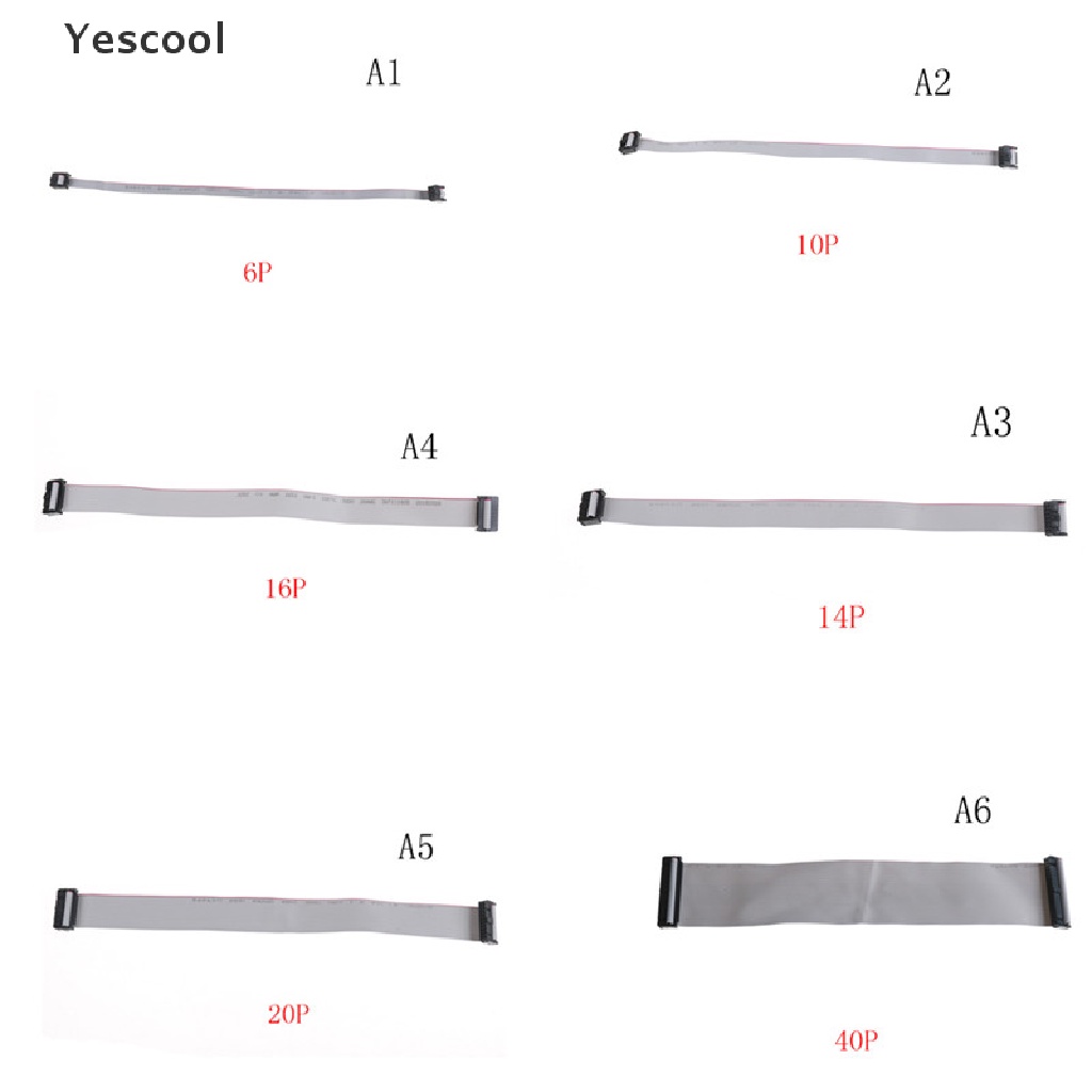 Yescool Kabel Ribbon Flat 2.54mm Pitch 6P 10P 14P 16P 20P 40P IDC 300mm