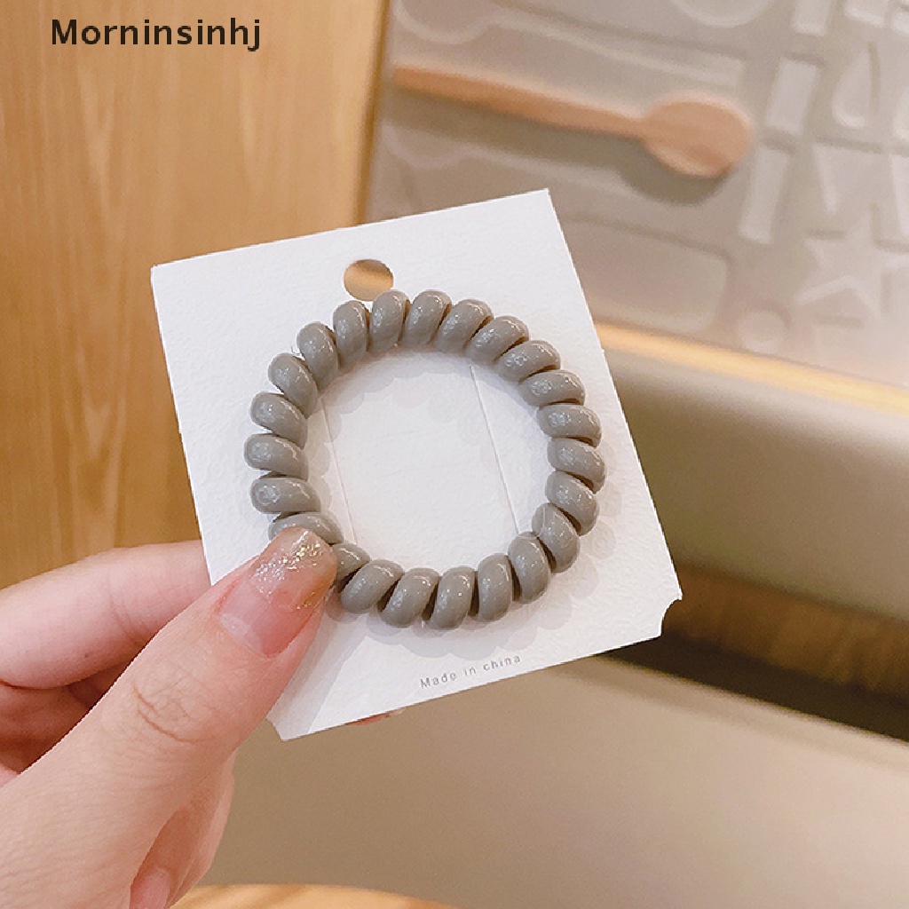 Mornin Tali Kabel Telepon Spiral Stretch Bahan Karet Warna-Warni