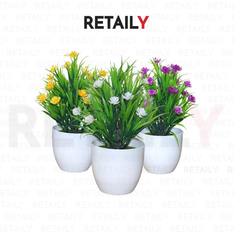 Retaily PT39 Pot Tanaman Hias Bunga Hias Plastik Ornamen Pot Bongsai Artificial Flower Decoration