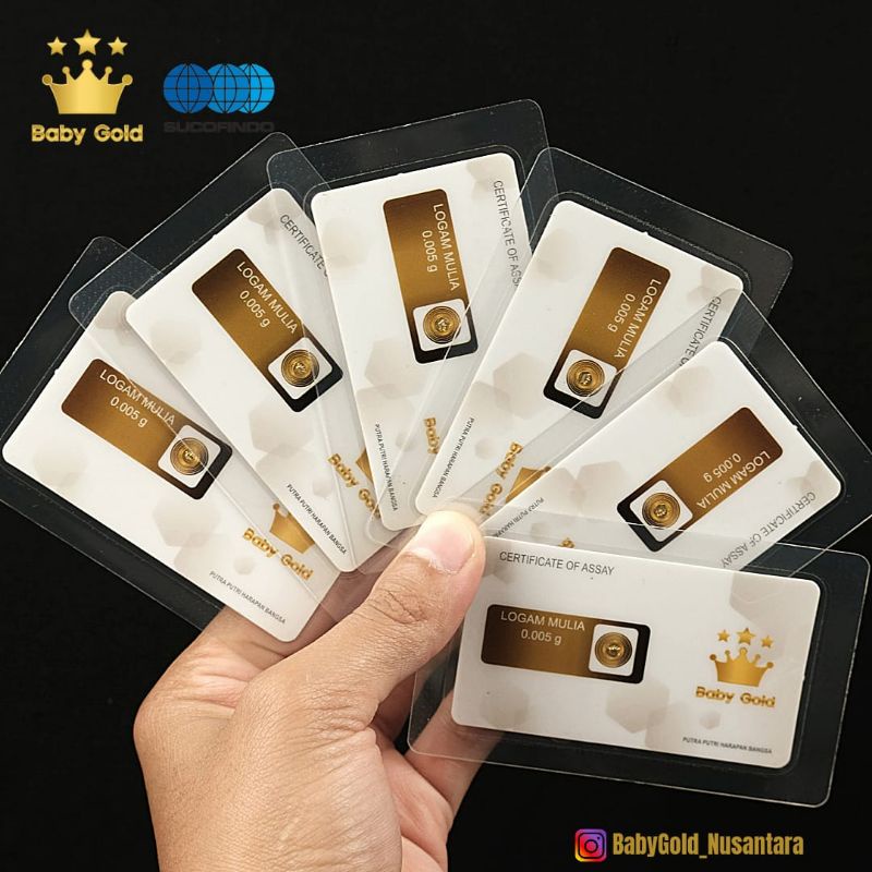 BABY GOLD Emas Mini 0.005 Gram Logam Mulia 24 Karat Original Termurah. Souvenir Gift Hadiah.