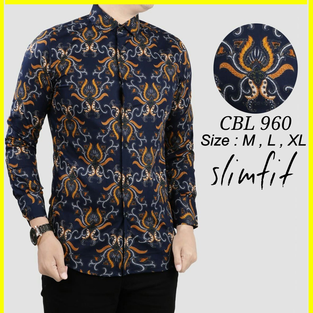 BAJU BATIK PRIA SLIM FIT MODERN ELEGAN KEMEJA BATIK PRIA SLIM FIT KATUN PREMIUM CBL960 PREMIUM KEMEJ