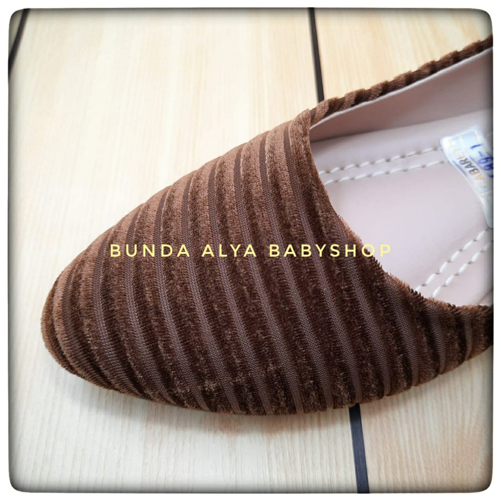 Flatshoes CABARET Premium Size 37 -  40 COKLAT - SALUR - Sepatu Wanita Dewasa Bludru