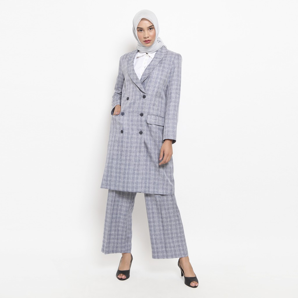 KLA by Itang Yunasz - Blazer Panjang Stelan Celana Sylvia Navy