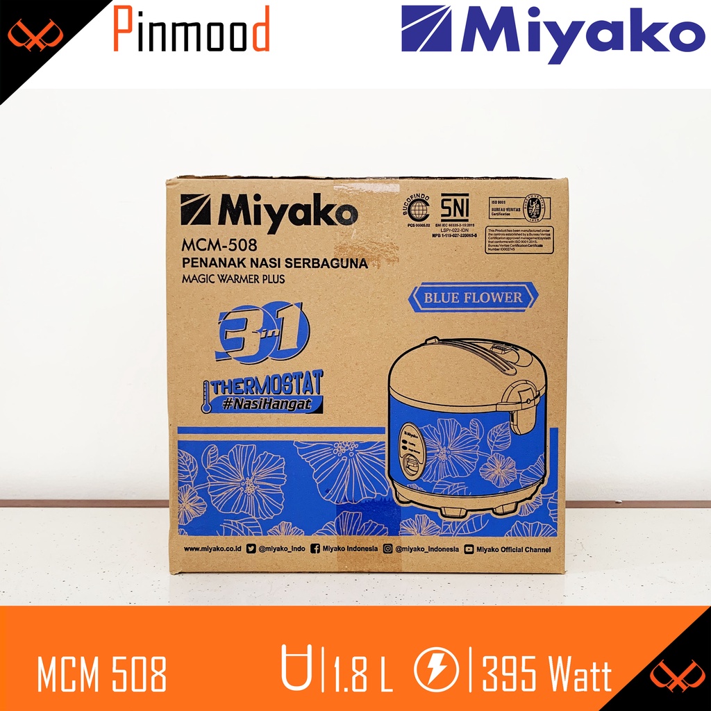 MIYAKO MAGIC COM // RICE COOKER MCM-508 [ 1.8 LITER ] PENANAK NASI - BLUE FLOWER / BIRU