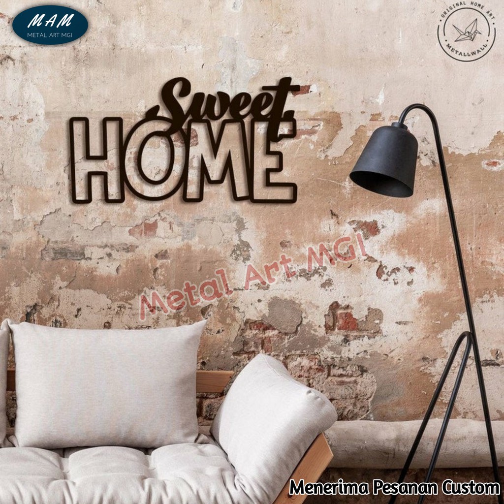 Hiasan Dinding Metal Tulisan SWEET HOME  Dekorasi Dinding METAL WALL DECOR