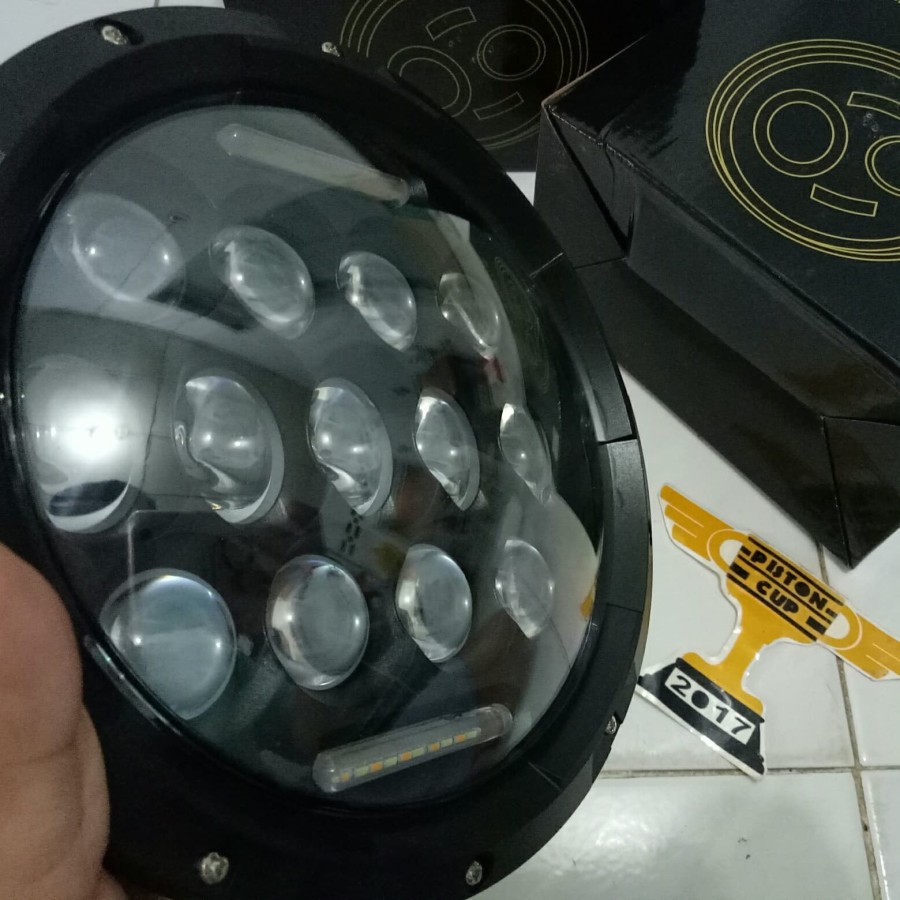 Lampu Depan Reflektor LED DAYMAKER Spider Eye 7 Inci Universal Motor Aksesoris Variasi Sparepart