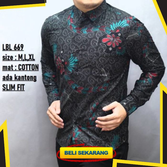 BAJU KEMEJA BATIK PRIA SLIM FIT MODERN LENGAN PANJANG SLIMFIT CB343