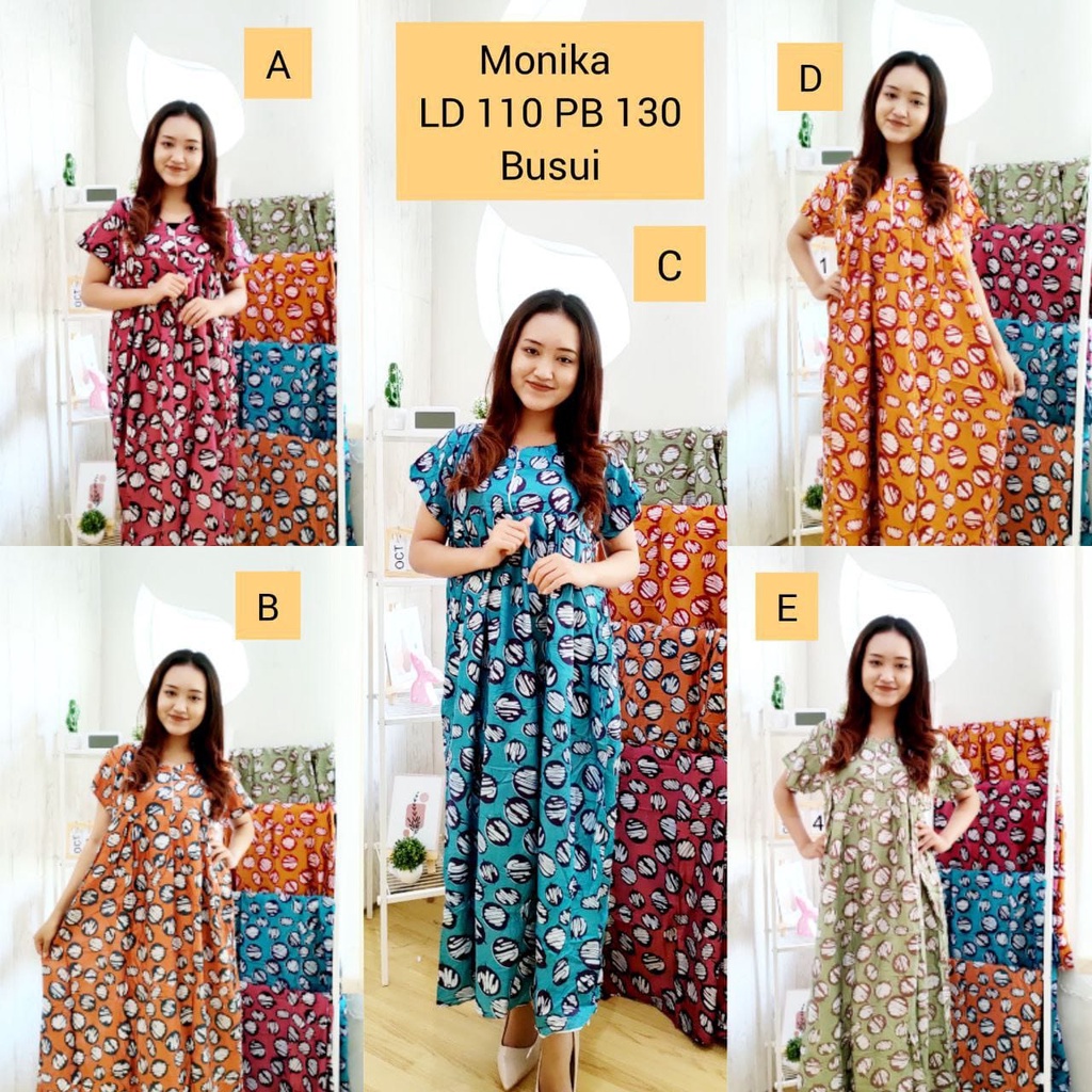 [BISA COD] DASTER BUSUI LENGAN PENDEK PANJANG MOTIF FLOWER MONICA