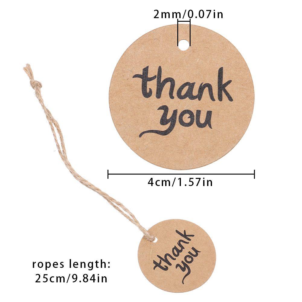 Solighter 100PCS Thank You Hanging Tag Kraft Paper Paket Aksesoris Perlengkapan Pesta DIY Packing Kartu