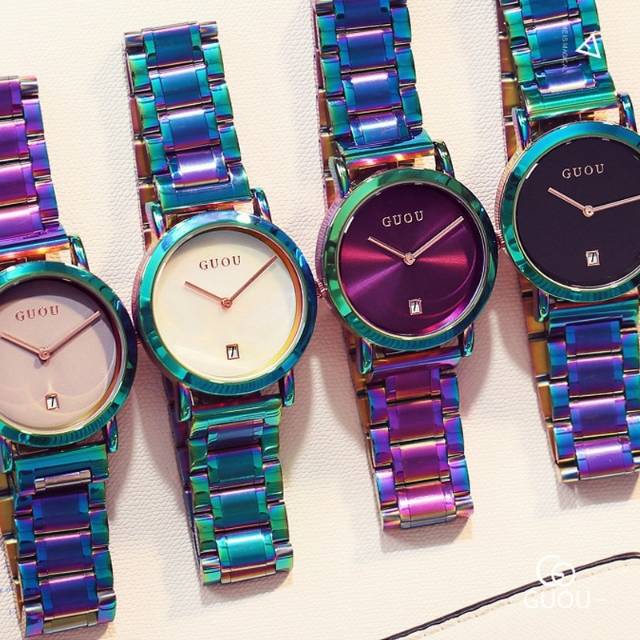 Jam tangan wanita full rainbow original stainles pelangi cewek terbaru 2018 artis mewah mahal import