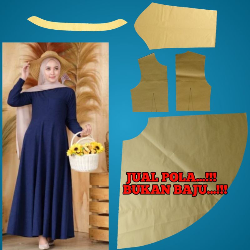 pola gamis payung setengah lingkaran